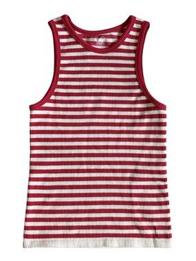 LC Couture Red & White Striped Stretch Tank Top